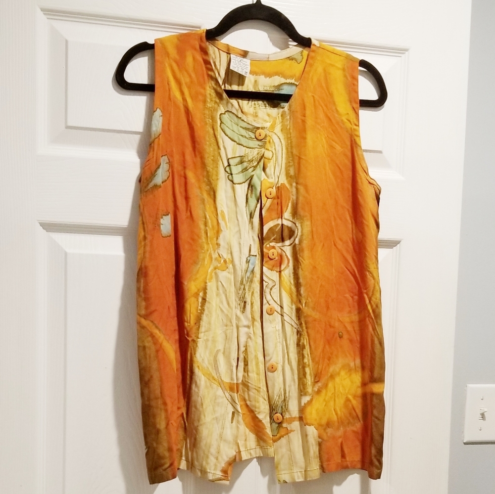 VINTAGE bohemian painted tie dye vest